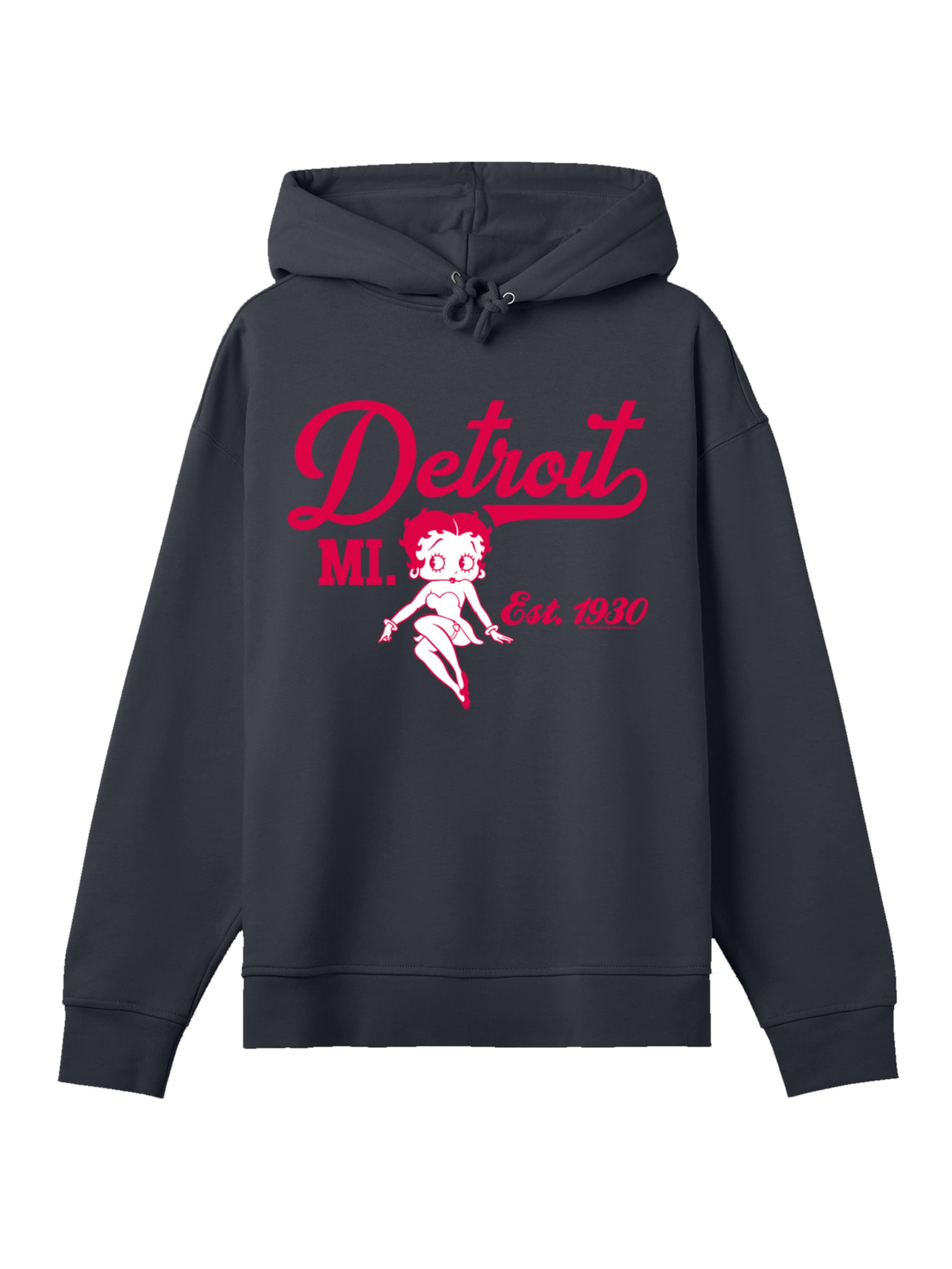 F4NT4STIC Sweatshirt 'Betty Boop Detroit MI. Est 1930' in Schwarz: Vorderseite