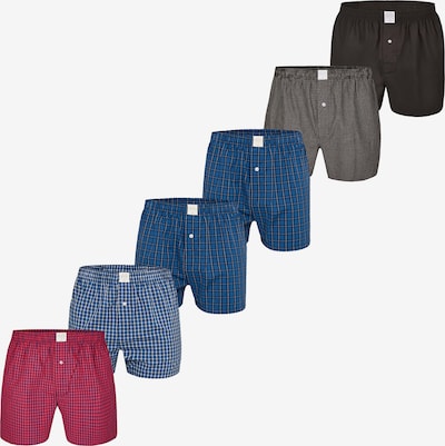 MG-1 Boxershorts in dunkelblau / grau / rot / schwarz / weiß, Produktansicht