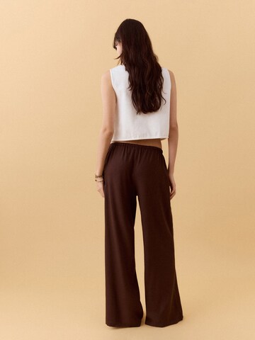 MANGO TEEN Wide leg Byxa 'Linenpmr' i brun