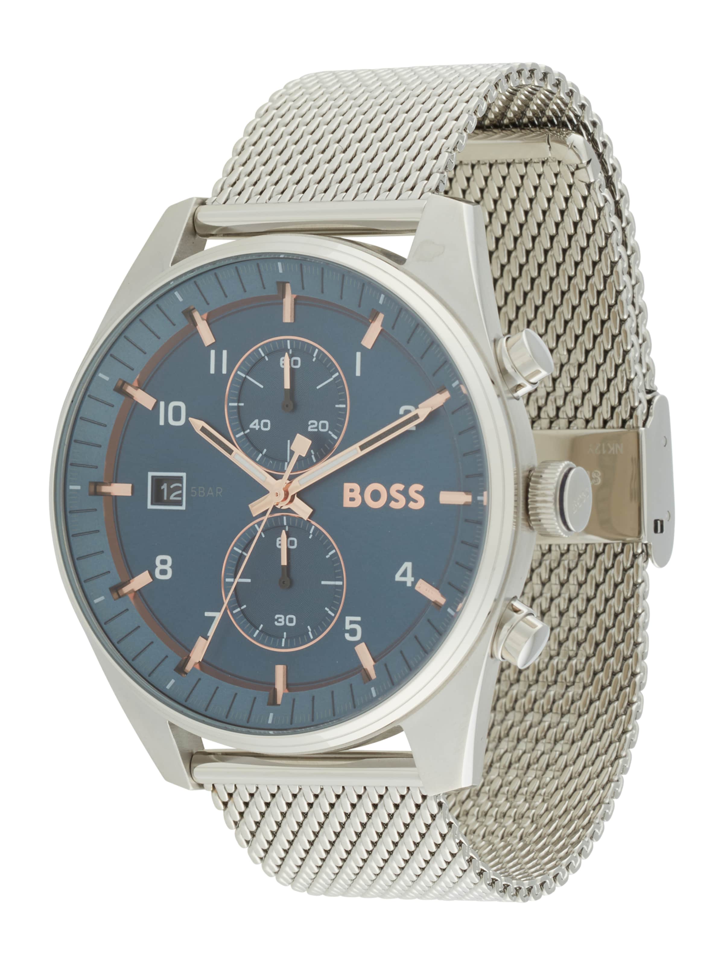 BOSS Аналоговые часы 'SKYTRAVELLER' в Серебристый: спереди