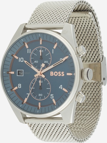 BOSS Black Analog klocka 'SKYTRAVELLER' i silver: framsida