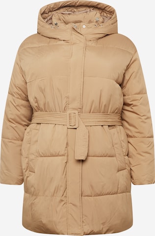 Vero Moda Curve Winterjas in Beige: voorkant