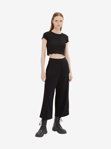 TOM TAILOR DENIM Wide Leg Hose in Schwarz