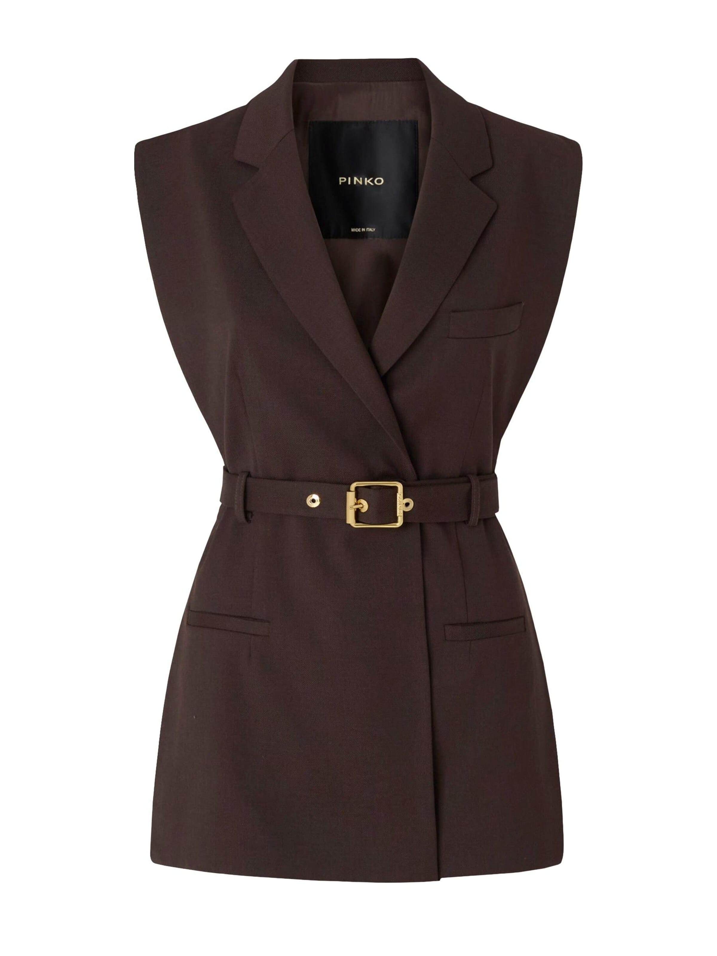 PINKO Väst 'PINKO NURAQUS GILET DIAGONALE GILET' i brun: framsida