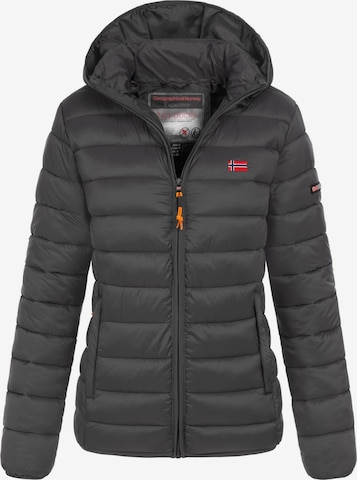 GEOGRAPHICAL NORWAY Winterjacke 'Damen Herbst Winter Jacke Steppjacke Outdoor Übergangs leicht Kapuze' in Grau: Vorderseite