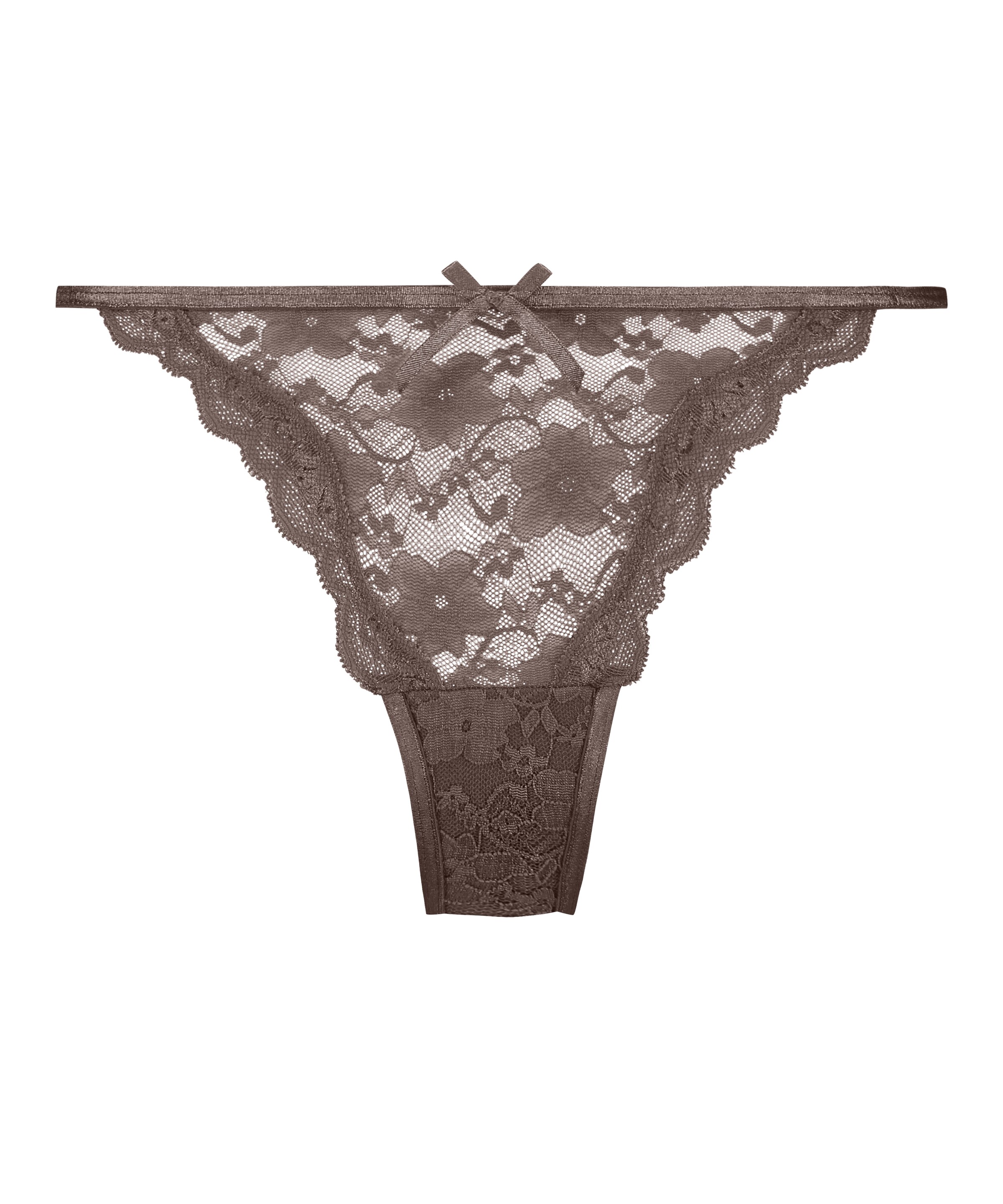 Hunkemöller String en marron, Vue avec produit