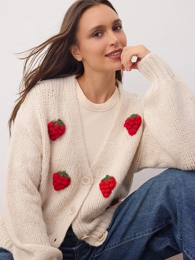 Trendyol Cardigan en pierre / vert / rouge, Vue avec produit