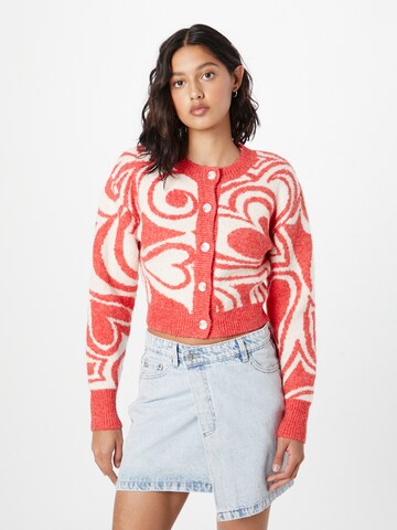 Nasty Gal Gebreid vest in Rood: voorkant