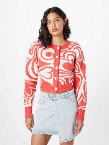 Nasty Gal Knit cardigan in Red: front