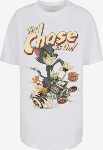 F4NT4STIC Oversized Shirt 'Tom und Jerry The Chase Is On' in White: front