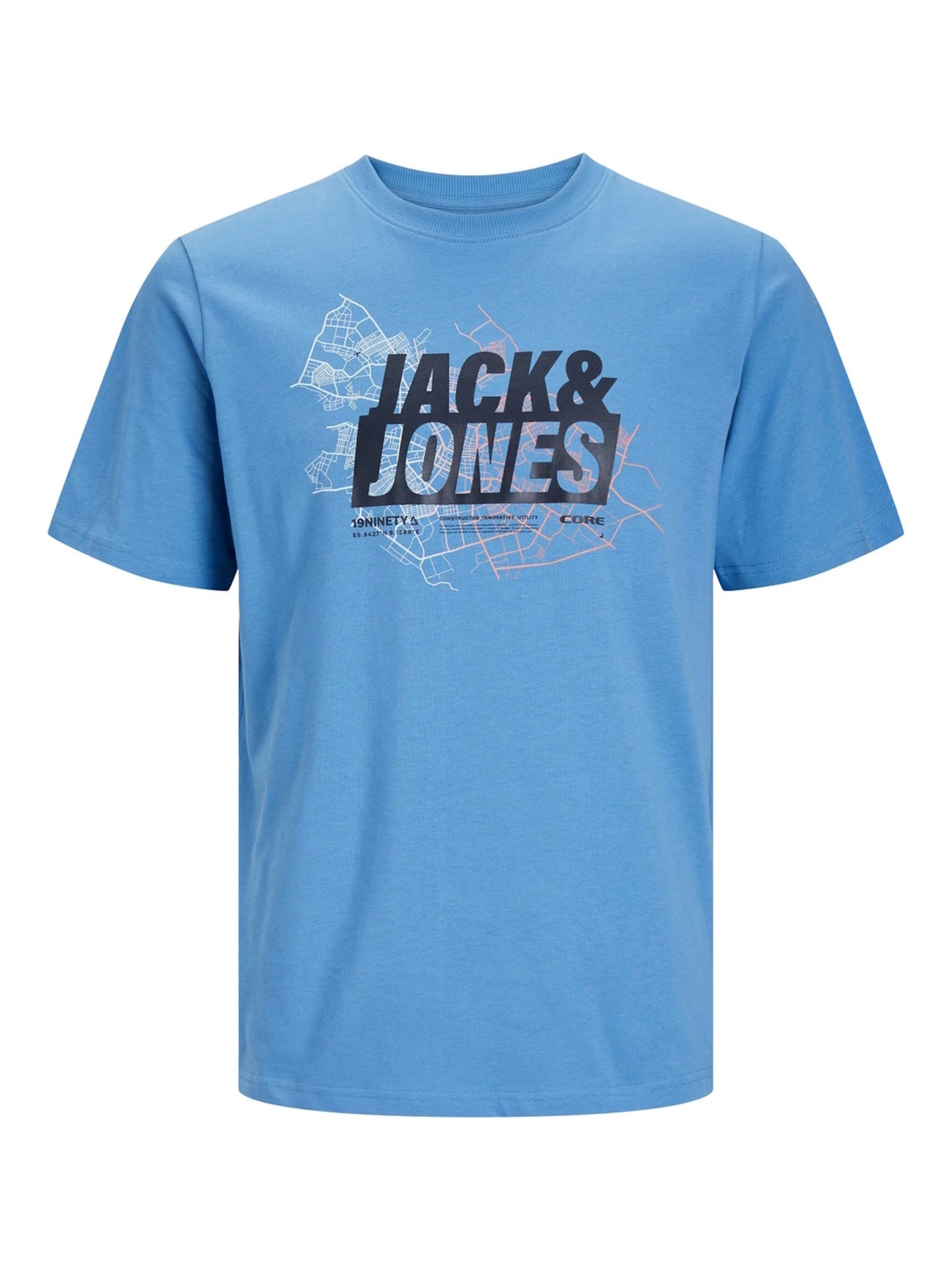 JACK & JONES Shirt 'Map' in Blue: front