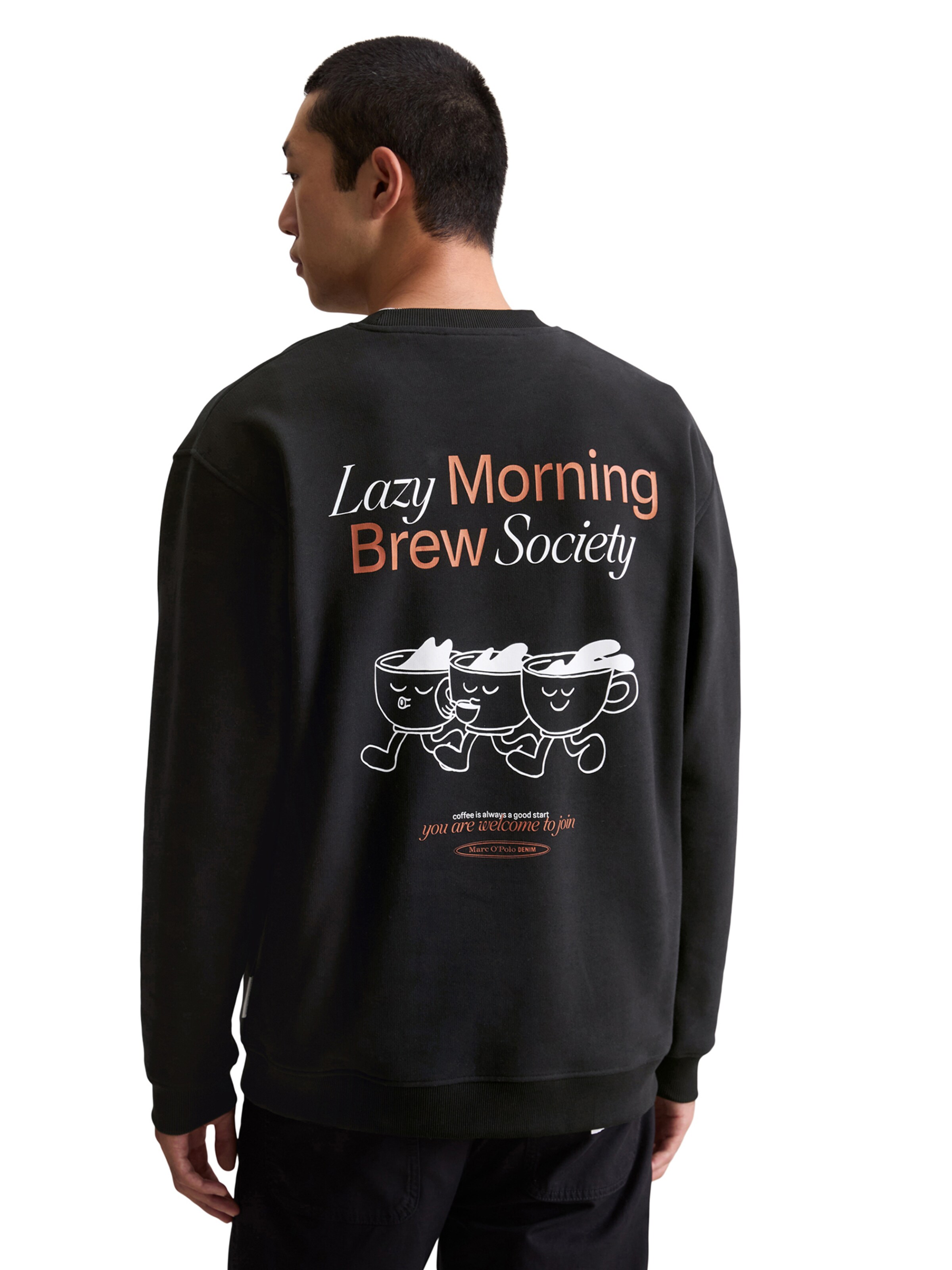 Bluză de molton de la Marc O'Polo DENIM pe negru: față