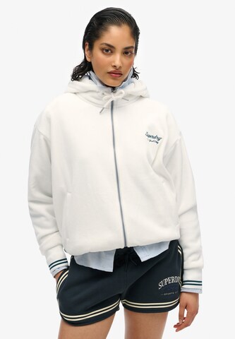 Veste de survêtement 'Country Club' Superdry en blanc : devant