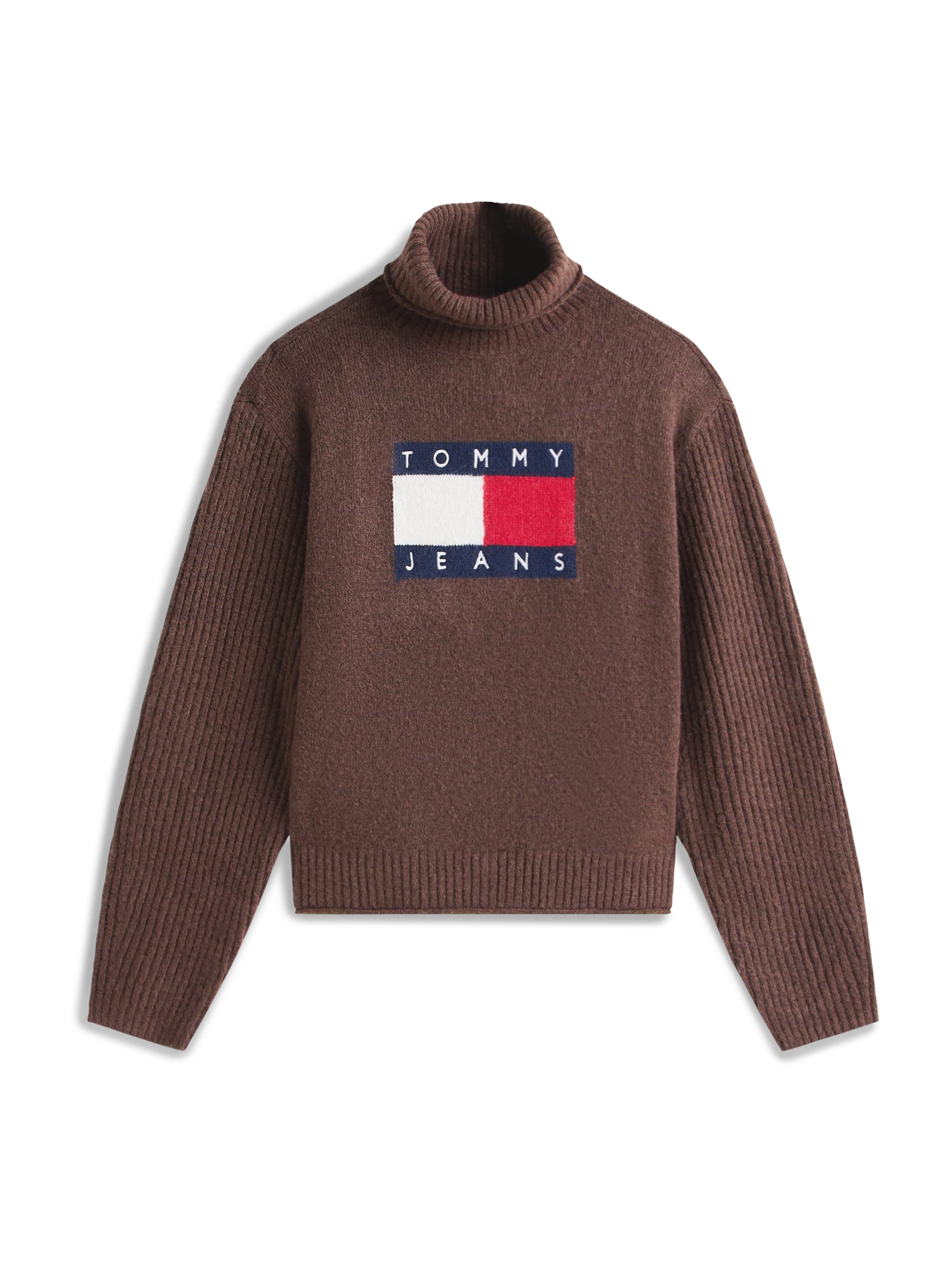 Tommy Jeans Svetr – hnědá: přední strana