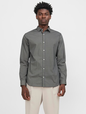 JACK & JONES Slim fit Button Up Shirt 'Blackpool' in Beige: front