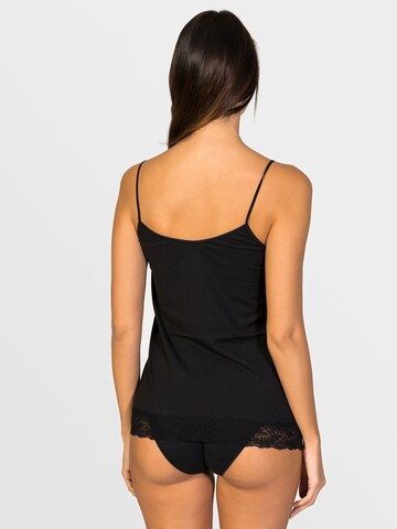 Maglietta intima 'Afrodita Cuff lace spaghetti top soy fiber' di zd ZERO DEFECTS in nero