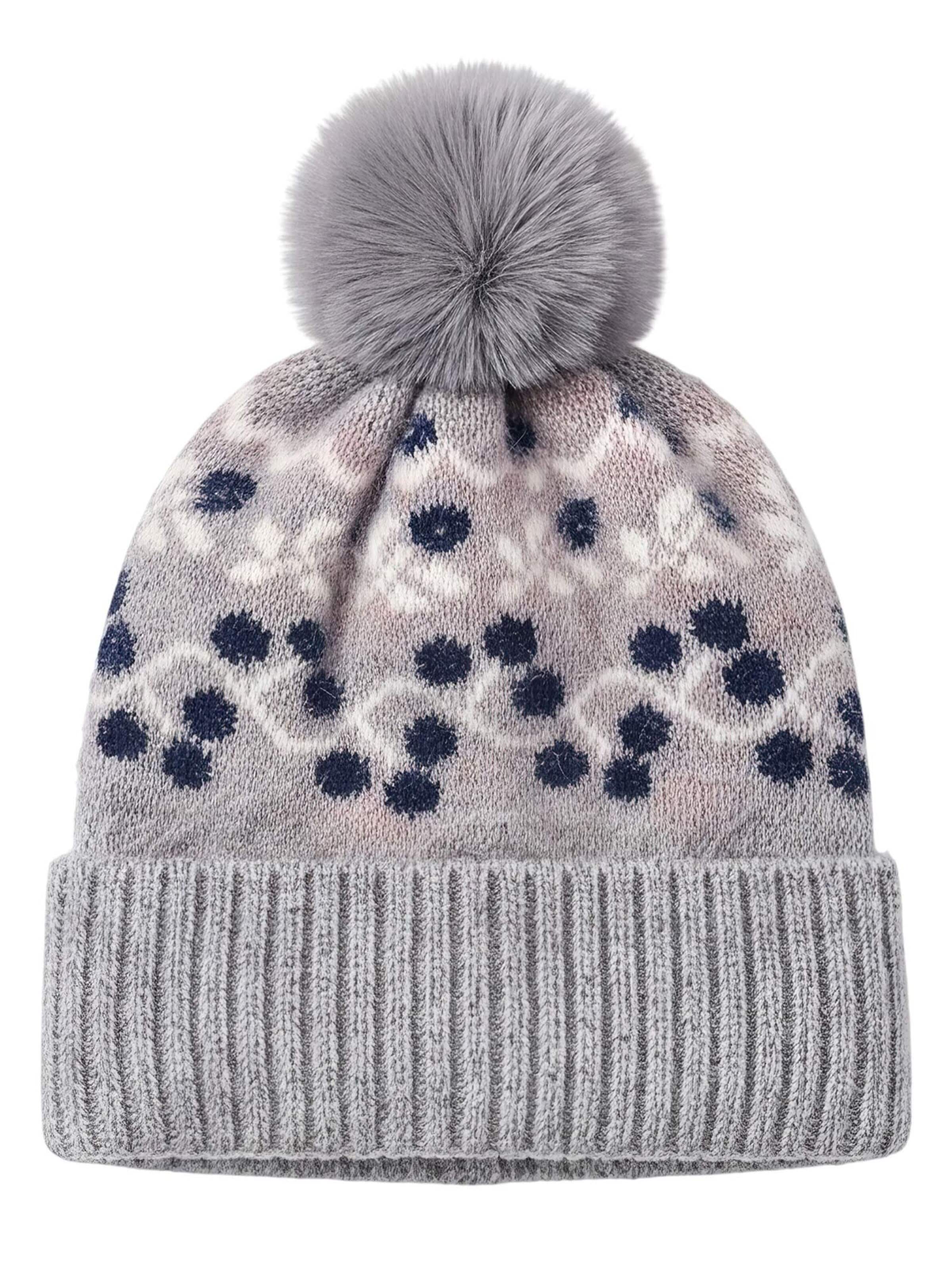 Magicshe Hat 'Warme Strickmütze mit Bommel' in Grey: front