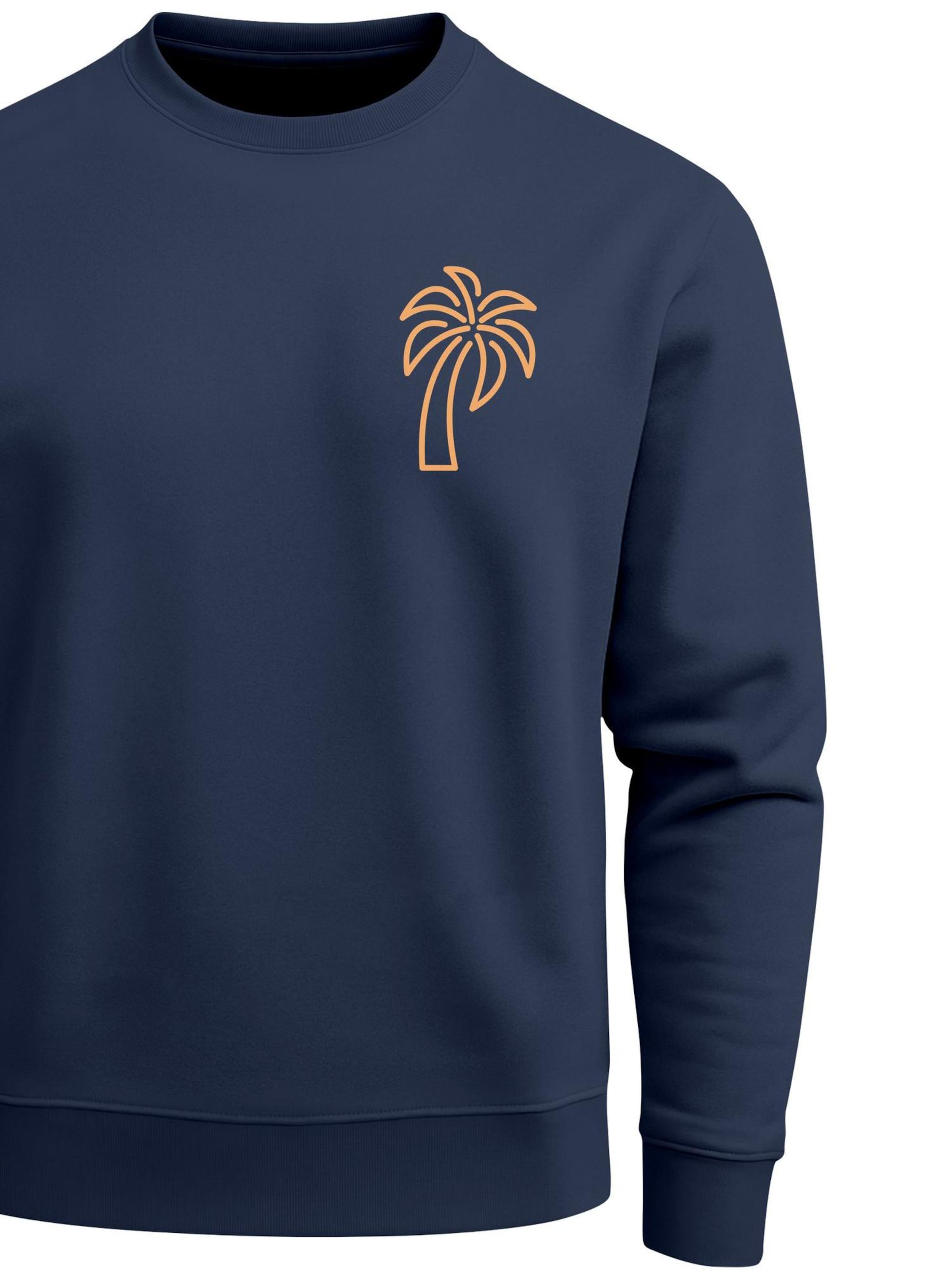 Neverless Sweatshirt 'Palm Lineart Logo' in Blue