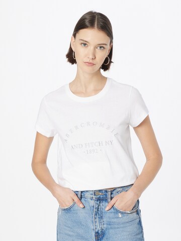 T-shirt Abercrombie & Fitch en blanc : devant