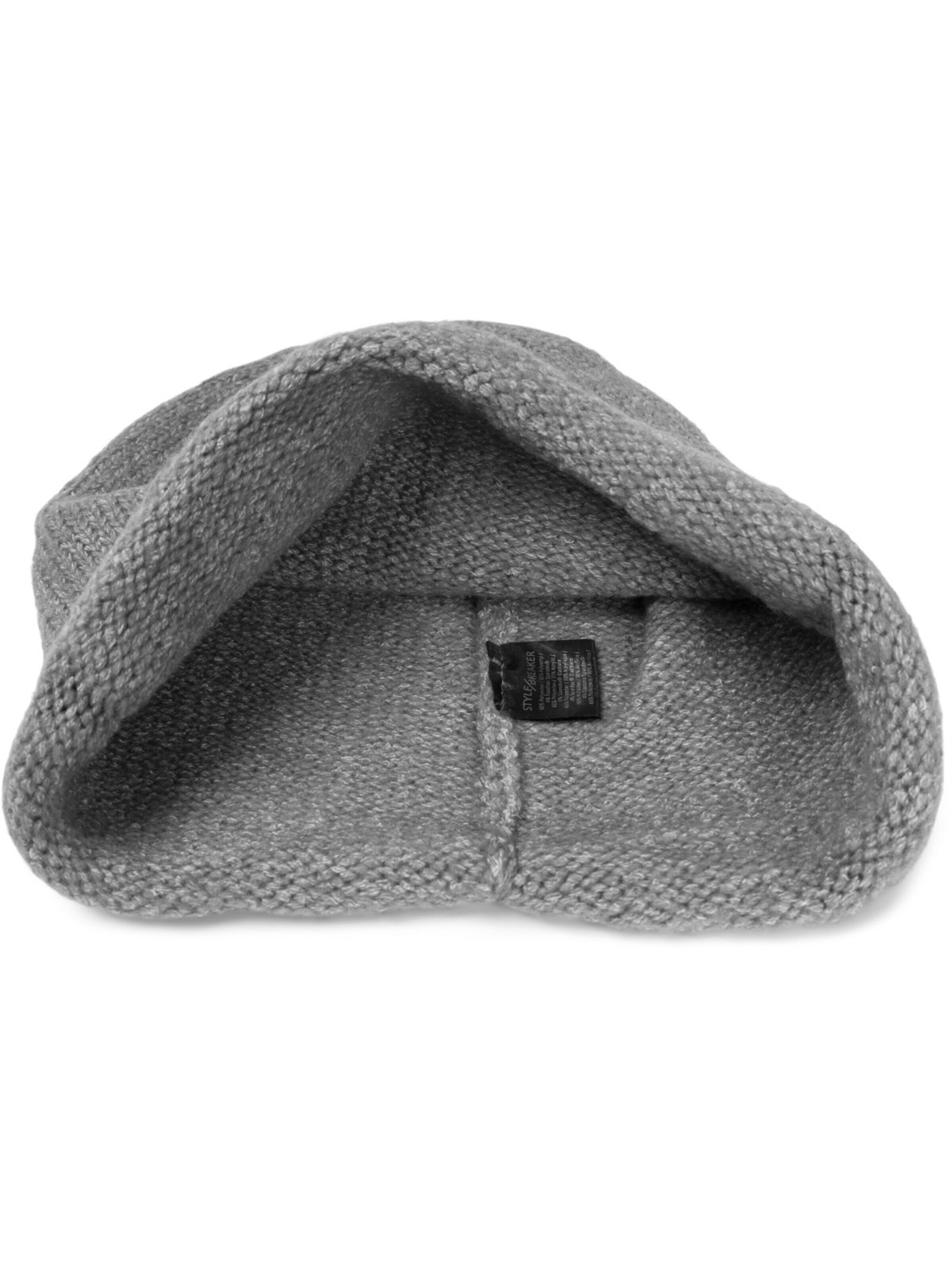 styleBREAKER Mütze 'Oversize Strickbeanie mit Rollrand'‌‌ in Grau