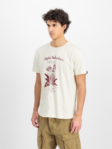 ALPHA INDUSTRIES Póló 'Alpha Hawaii' - fehér: elől