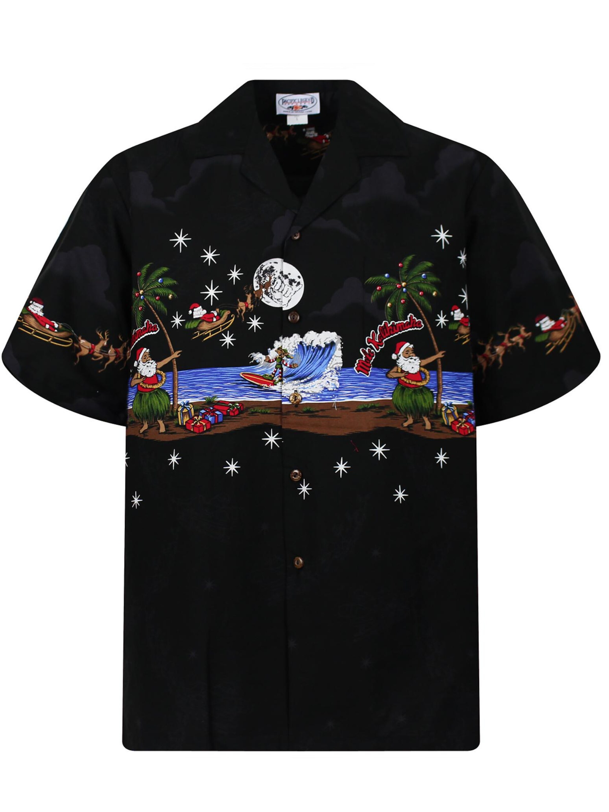 Pacific Legend Regular Fit Hemd 'Christmas Island'‌ in Schwarz: Vorderseite