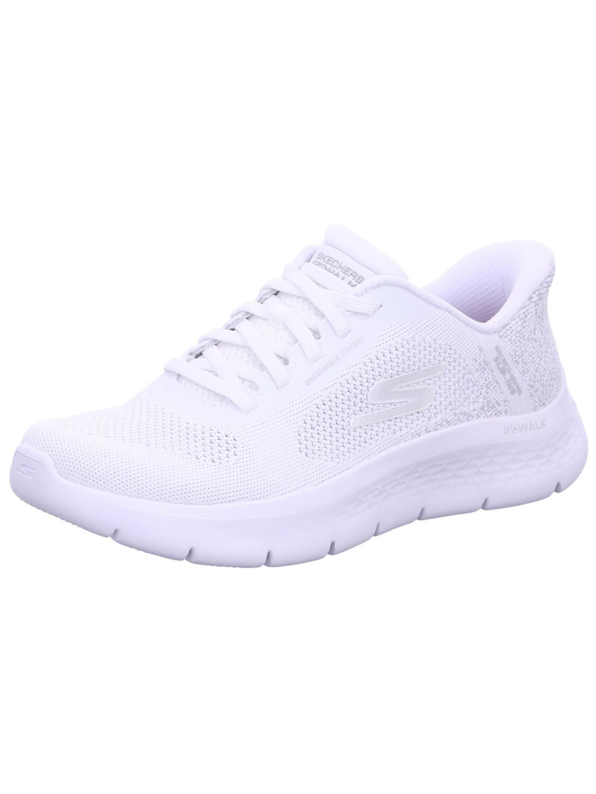 SKECHERS Låg sneaker 'Slipper Damen 125503 WHT Textil in weiß' i vit: framsida