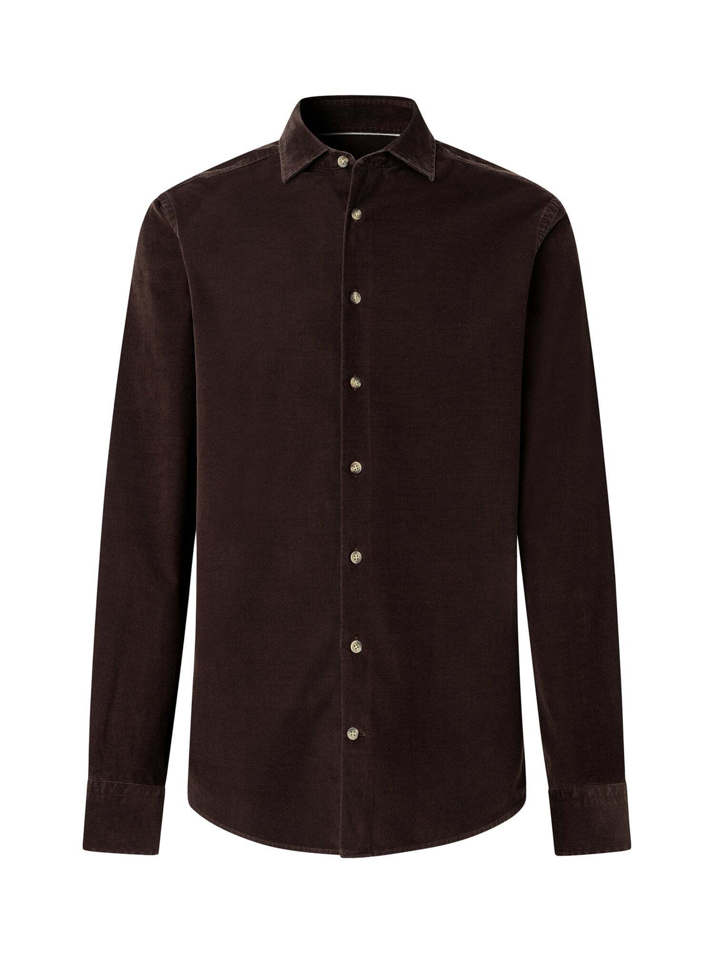 Hackett London Regular Fit Hemd in Braun: Vorderseite