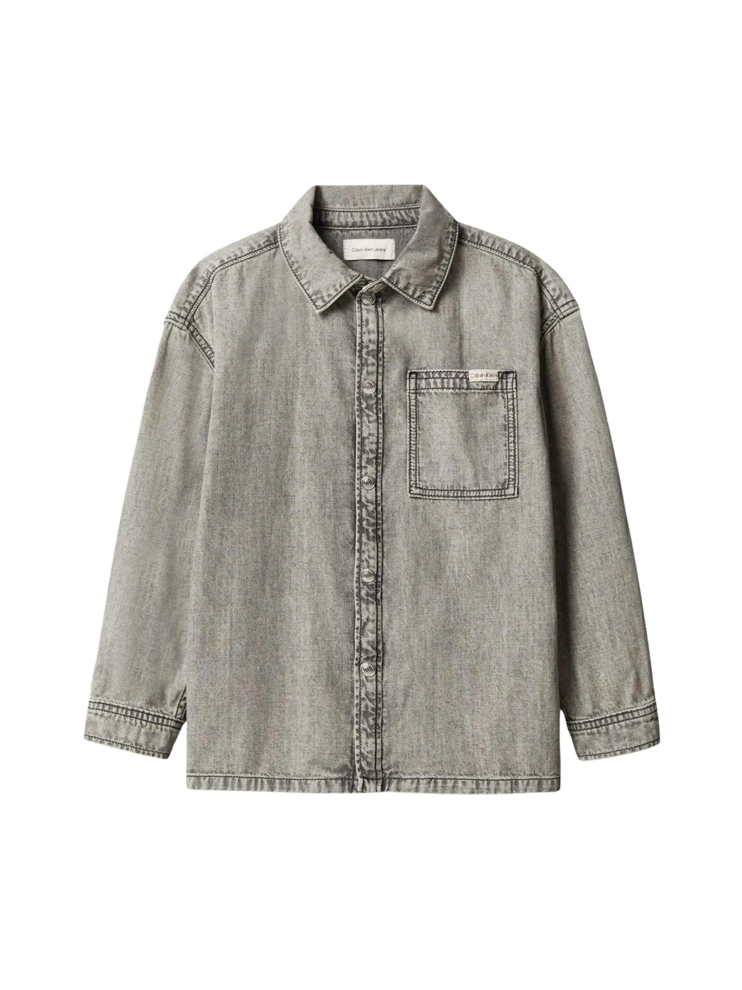Calvin Klein Kids - Ajuste regular Camisa 'DENIM SHIRT' en gris: frente