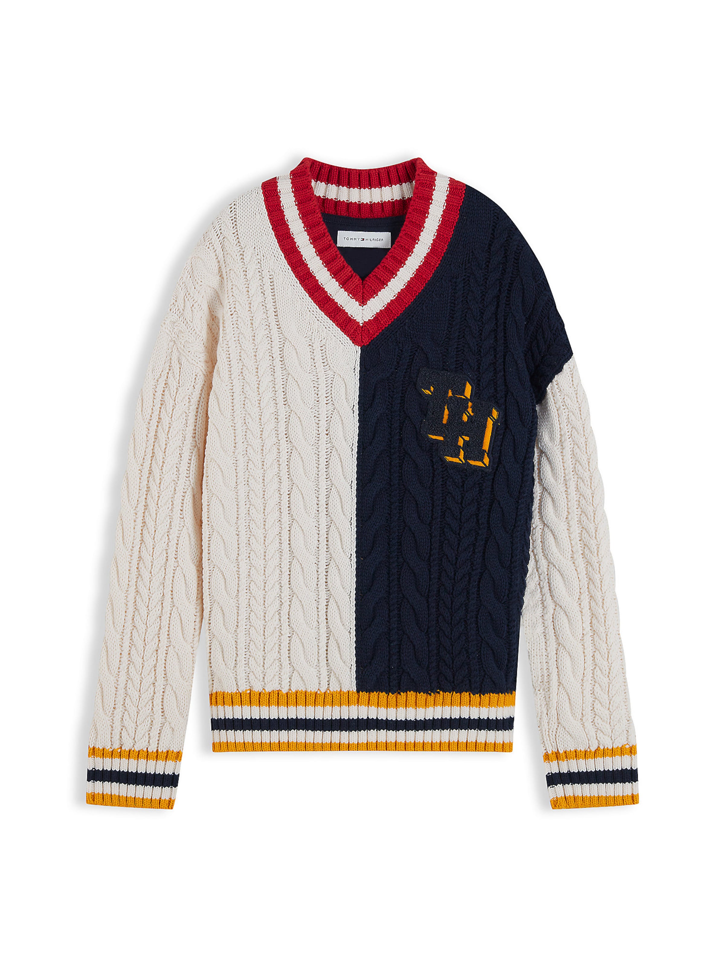 Pull-over TOMMY HILFIGER en beige : devant