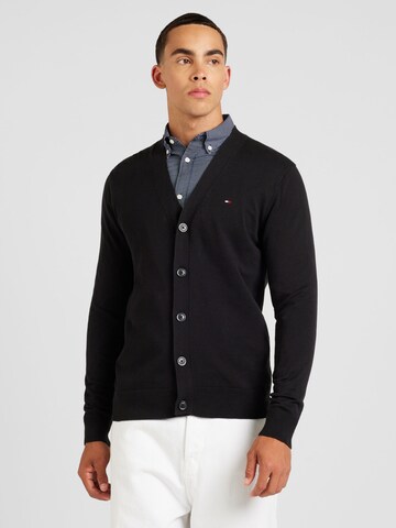 TOMMY HILFIGER Gebreid vest 'ESSENTIAL' in Zwart: voorkant