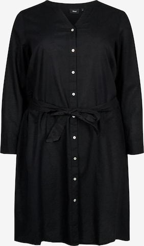 Robe-chemise 'Vflex' Zizzi en noir : devant