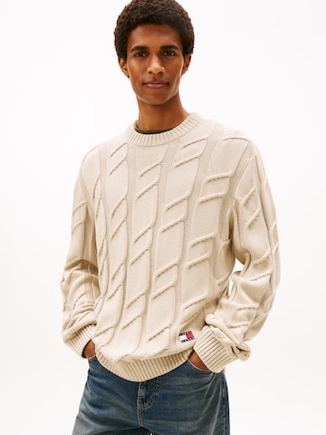 Pull-over Tommy Jeans en beige : devant