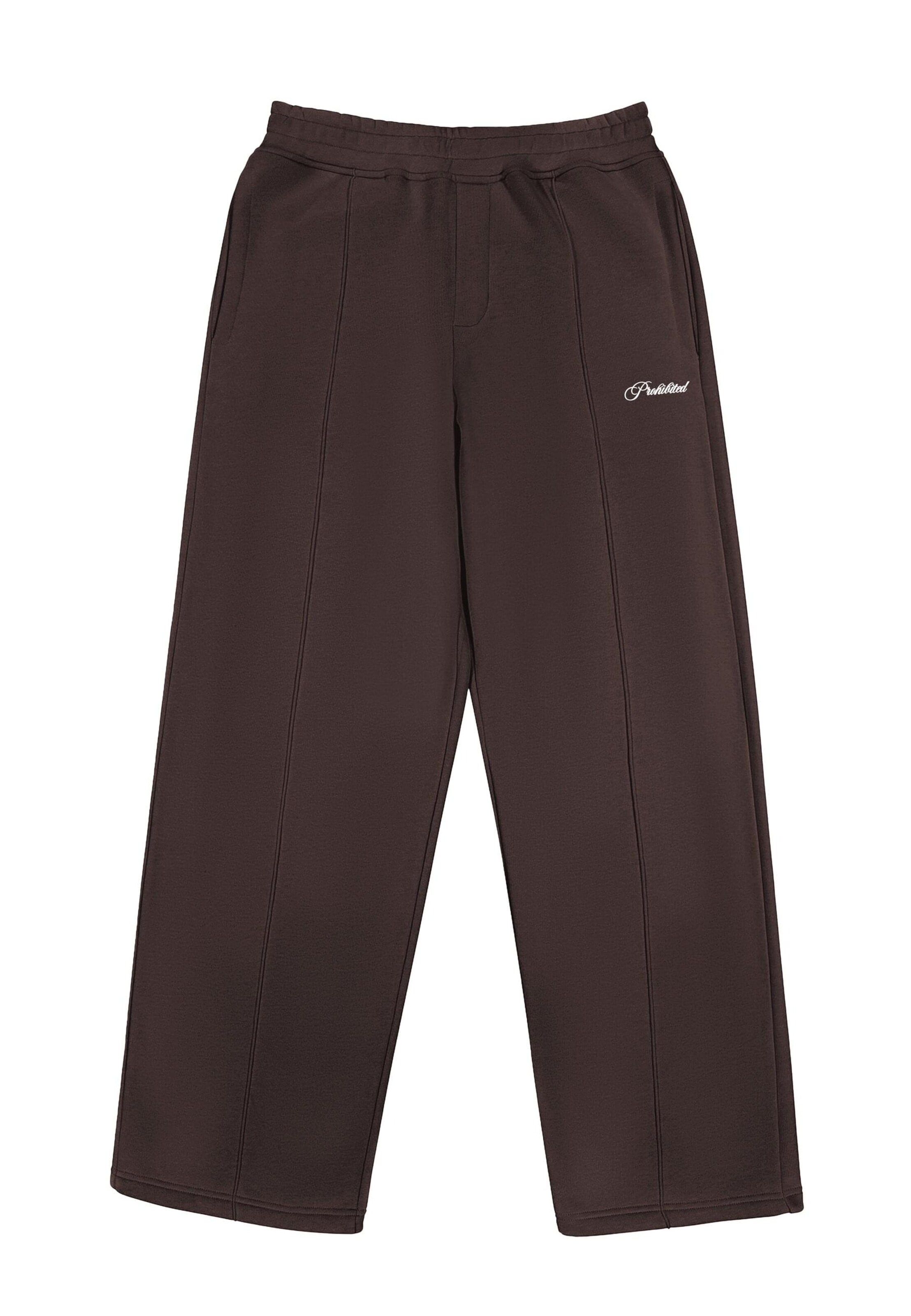 Pantaloni Prohibited di colore marrone / bianco perla, Visualizzazione prodotti