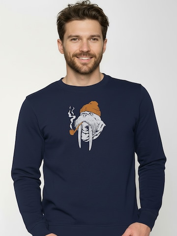 Felpa ' Wild Smokey Walrus ' di GREENBOMB in blu