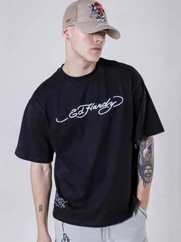 Ed Hardy T-Shirt 'Drags-Back' in Schwarz: Vorderseite