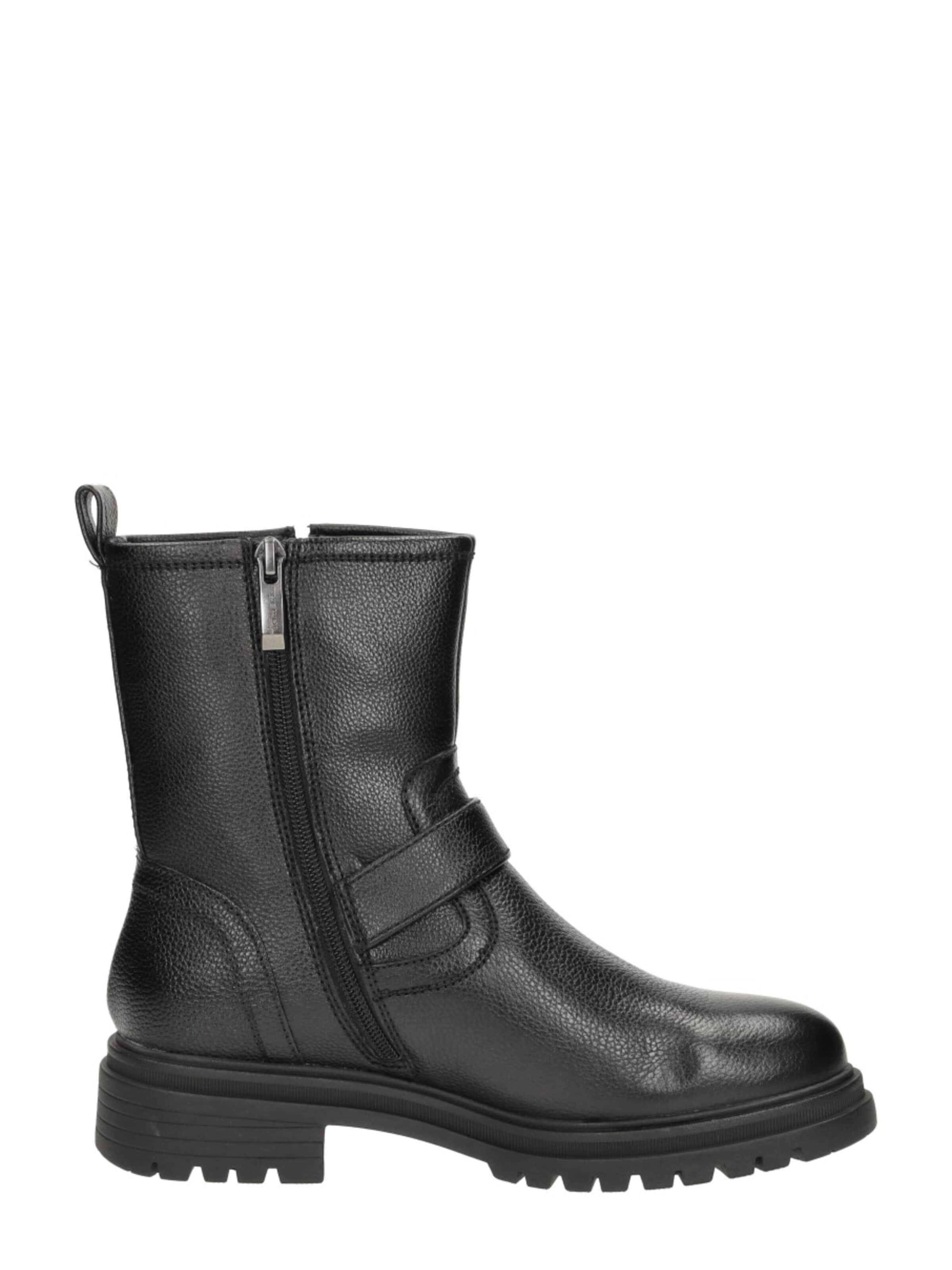 Tamaris Boots 'Enkellaarsjes Plat' in Zwart