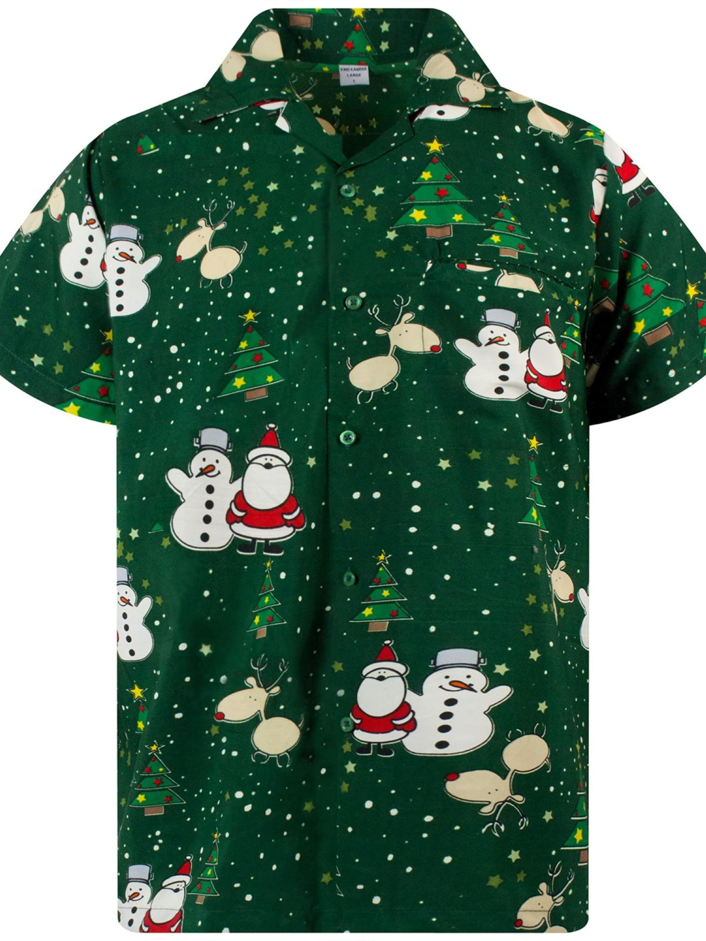 King Kameha Regular Fit Hemd 'Christmas Buddies'‌‌‌‌‌‌‌‌‌ in Grün