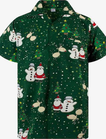 Camicia 'Christmas Buddies' di King Kameha in verde: frontale