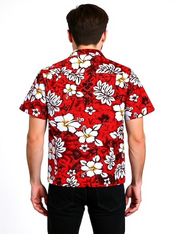 Coupe regular Chemise 'Hawaiihemd "Classic Flowers (red)"' Hawaiihemdshop.de en rouge
