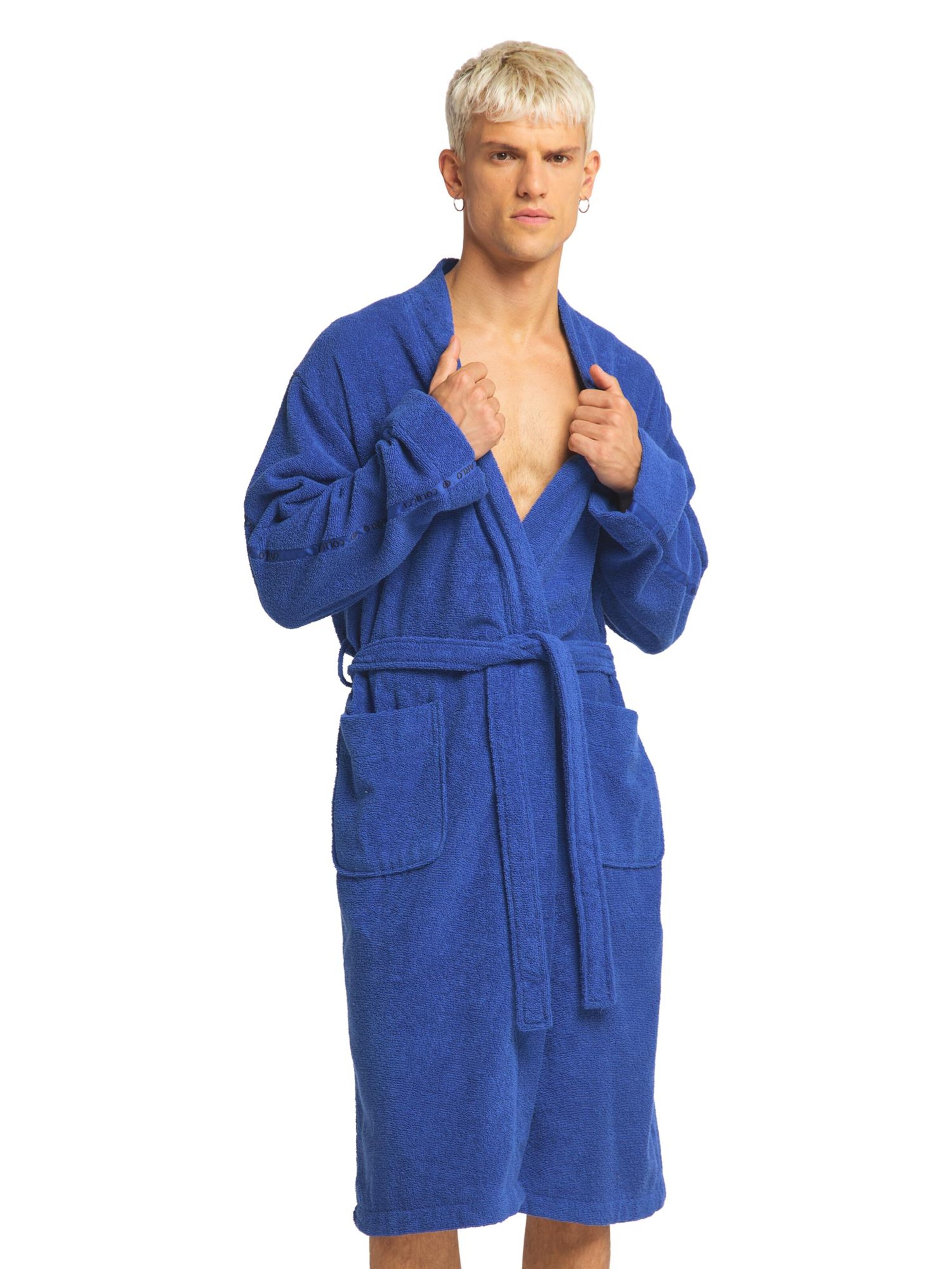 Peignoir court Carlo Colucci en bleu : devant