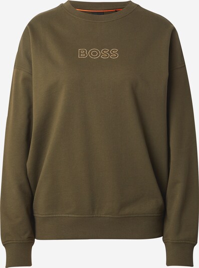 BOSS Sweatshirt 'Elaslogan' in de kleur Kaki / Wit, Productweergave