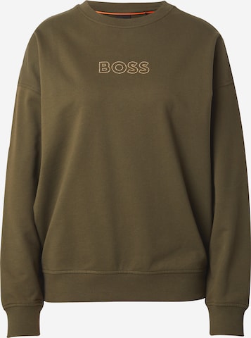 BOSS Orange Sweatshirt 'Elaslogan' in Green: front