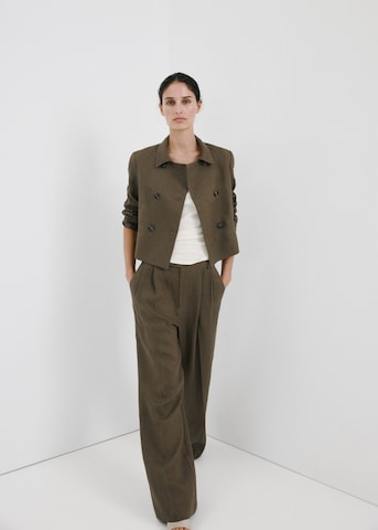 MANGO Regular Pleat-Front Pants 'Listela' in Green: front