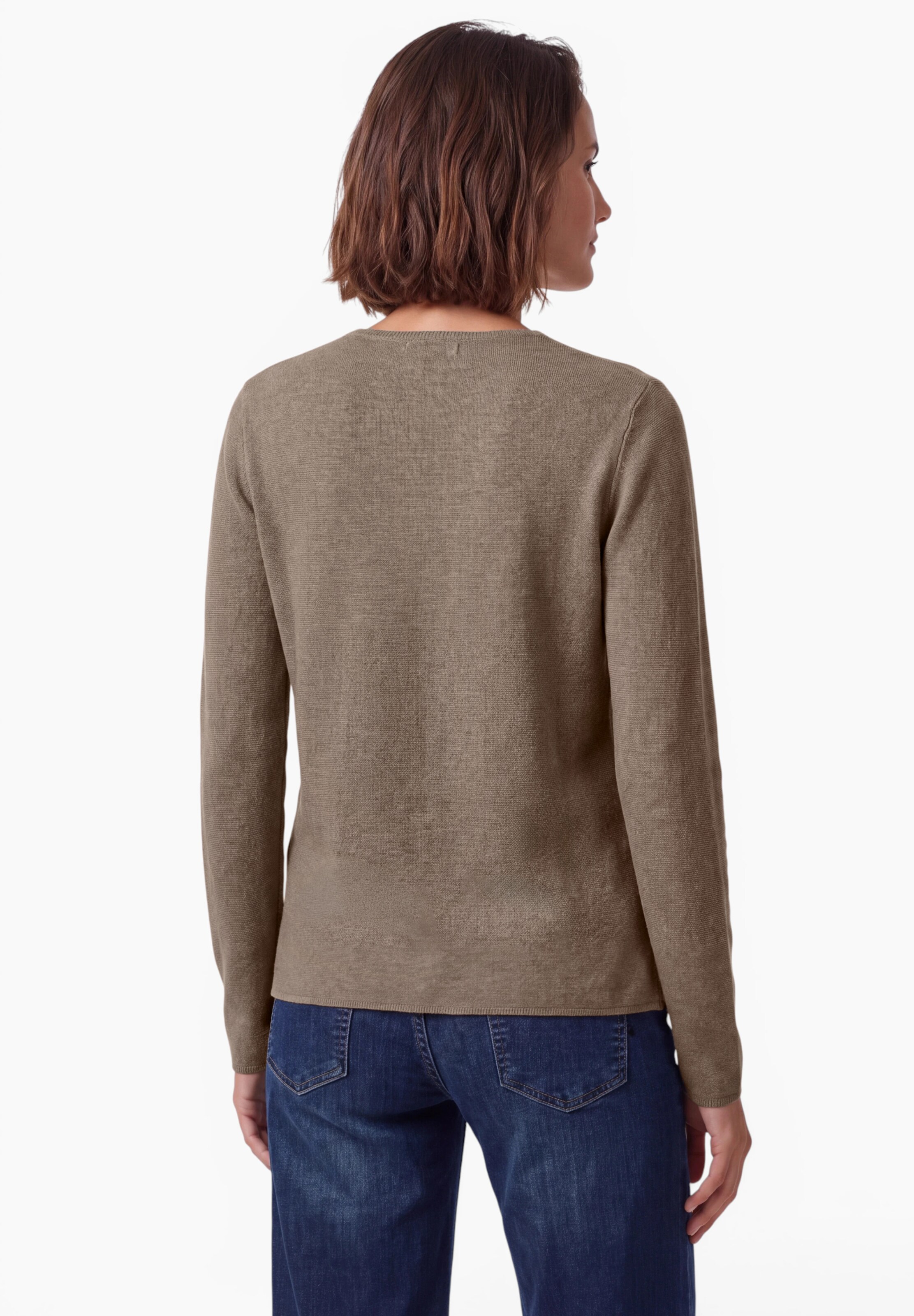 CECIL Langarm Pullover mit Rundhals und Struktur in Braun