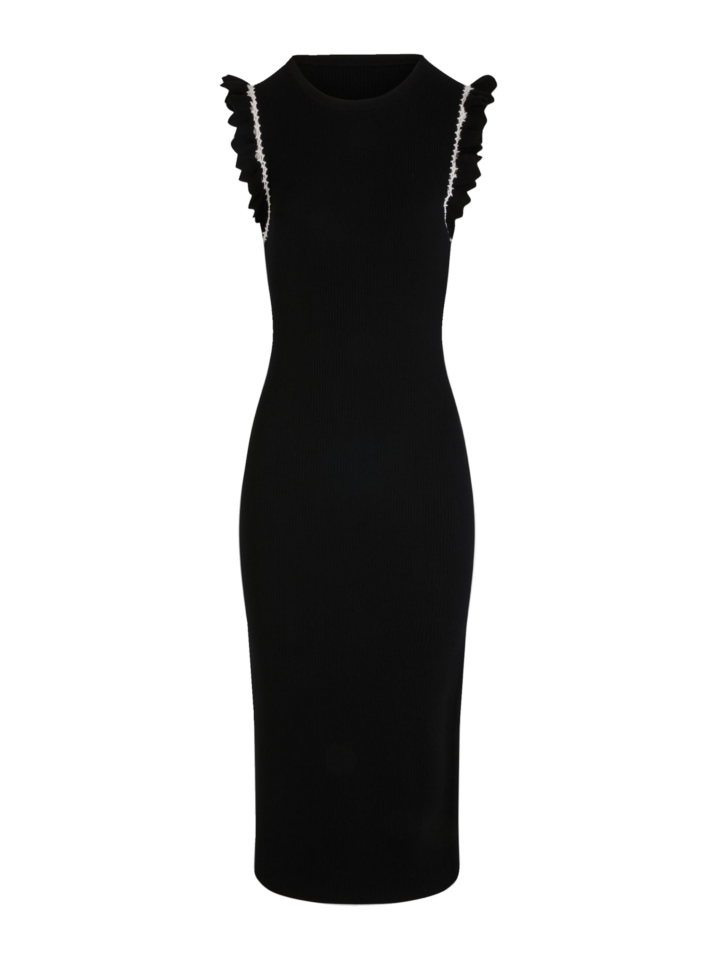 Morgan Stickad klänning i svart: framsida