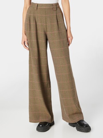 Wide Leg Pantalon à pince 'Calizzie' Essentiel Antwerp en marron : devant