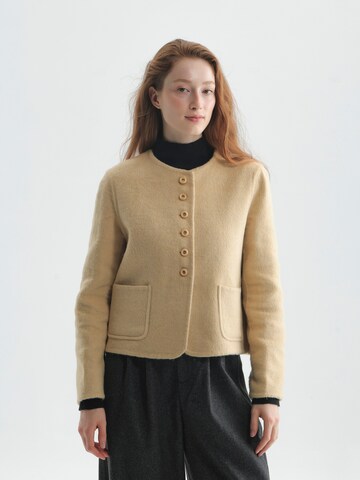 TorWeit Knit Cardigan 'Wool-Blend Coat Short' in Beige