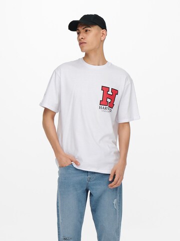 Only & Sons T-Shirt 'Harvard' in Weiß