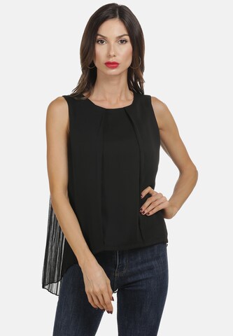 Camicia da donna di faina in nero: frontale